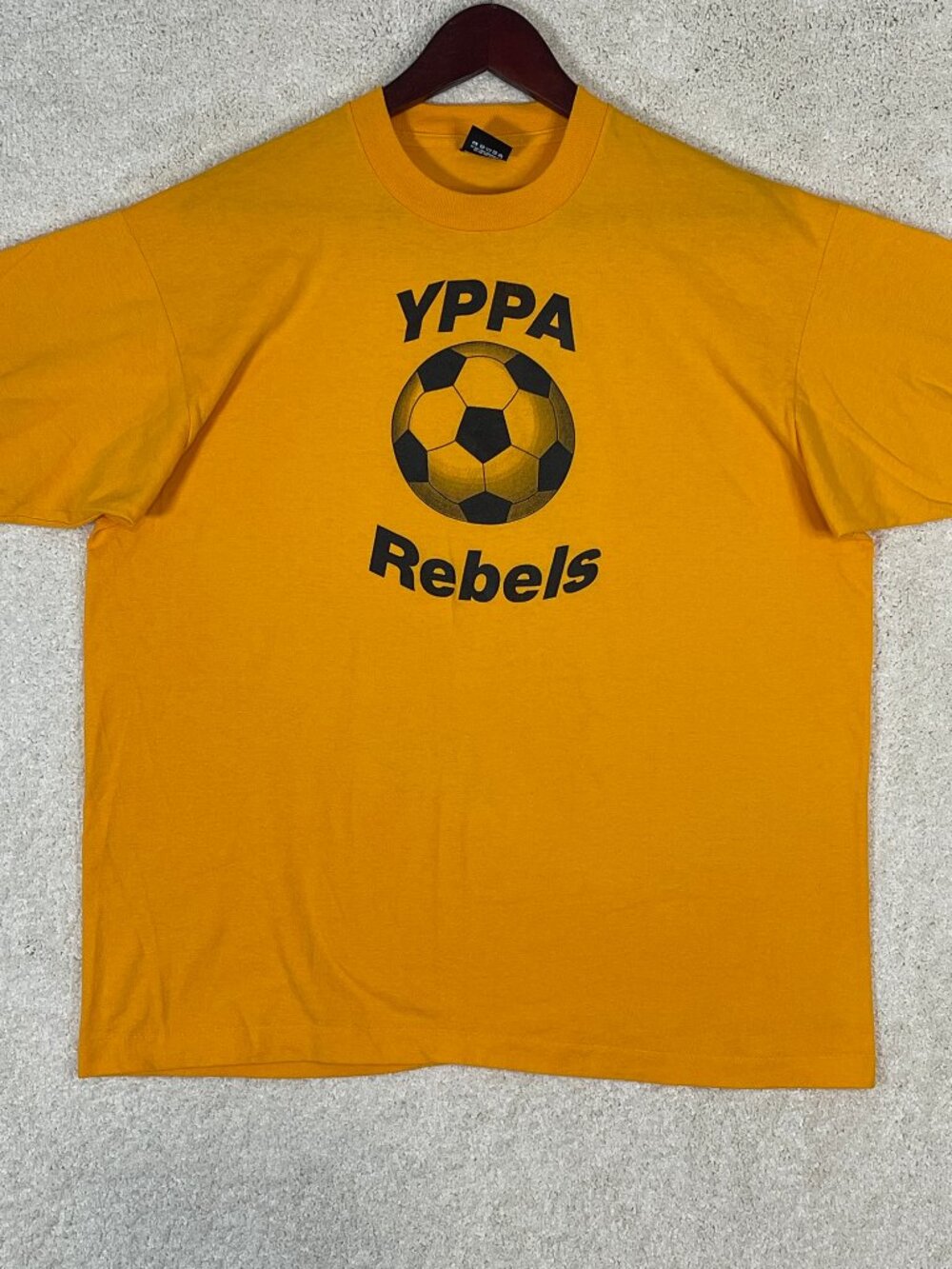 Vintage Screen Stars YPPA Rebels #6 Soccer T Shirt Size XL Goldenrod Made in USA